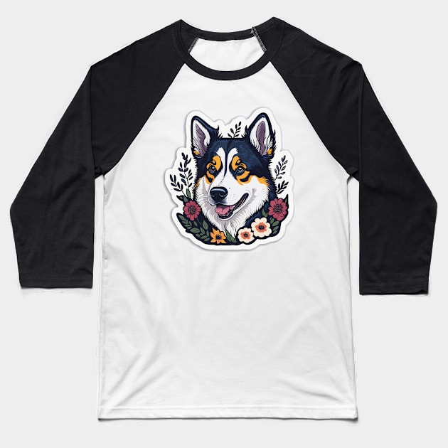 Arctic Adventure: Siberian Husky Dog-Themed Baseball T-Shirt by AxAr